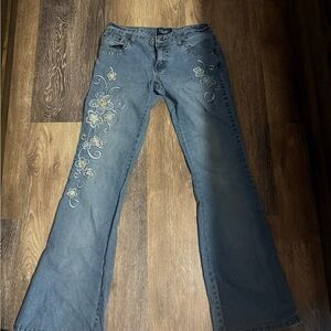 Embroidered Blue Women's Jeans